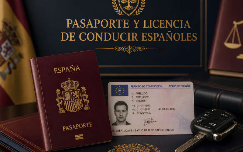 Pasaporte, DNI (Documento Nacional de Identidad), y licencia de conducir españoles